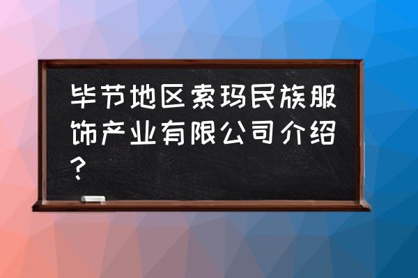 贵州服装加工厂有几家 毕节地区索玛民族服饰产业有限公司介绍？