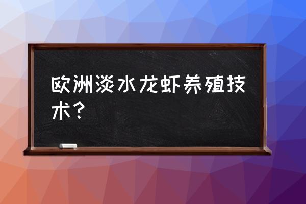 养殖澳洲淡水小龙虾能用温泉养吗 欧洲淡水龙虾养殖技术？