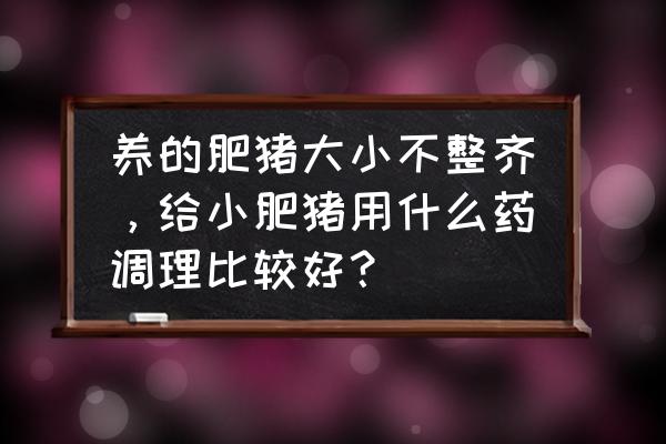 僵猪的正确育肥方法 养的肥猪大小不整齐，给小肥猪用什么药调理比较好？