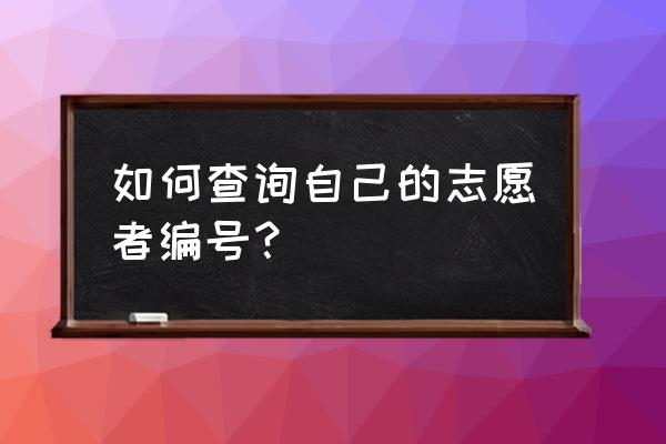 全国大学志愿填报序号 如何查询自己的志愿者编号？