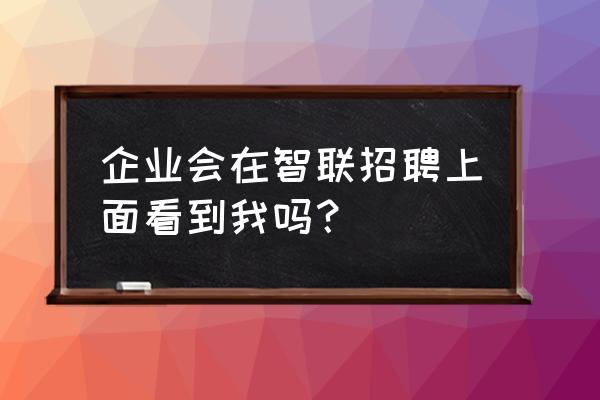 智联app会看到个人状态吗 企业会在智联招聘上面看到我吗？