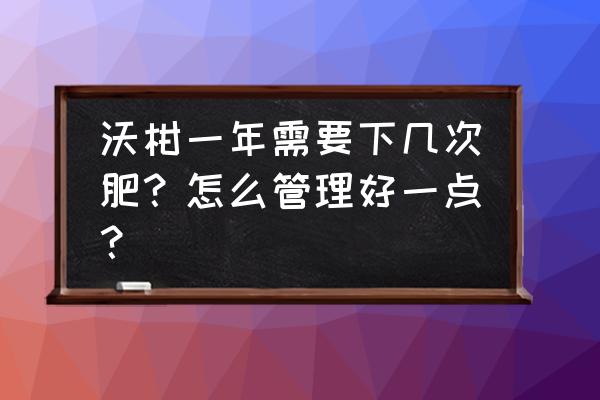 沃柑大树全程施肥方案 沃柑一年需要下几次肥？怎么管理好一点？