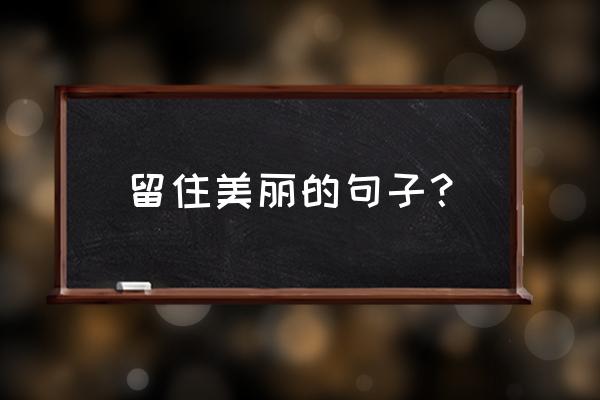 留住最美青春的句子 留住美丽的句子？