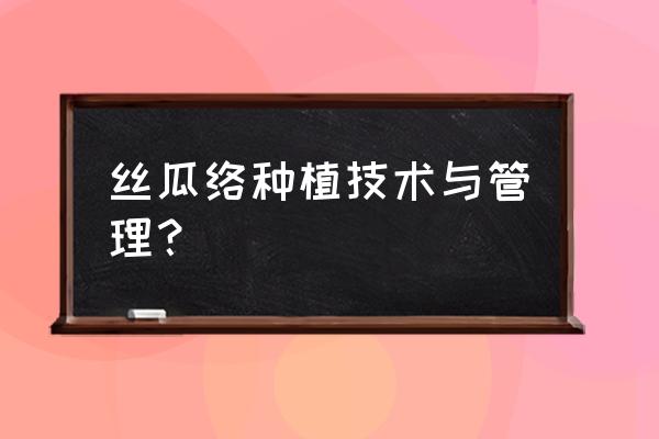 丝瓜怎样种植才能高产呢 丝瓜络种植技术与管理？