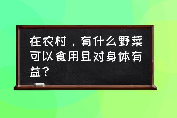 救心菜在农村叫什么 在农村，有什么野菜可以食用且对身体有益？