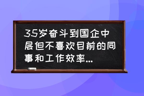 国企工作30年的忠告 35岁奋斗到国企中层但不喜欢目前的同事和工作效率，是走还是留？