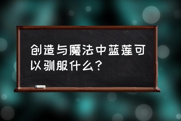 创造与魔法蓝莲包的制作方法 创造与魔法中蓝莲可以驯服什么？