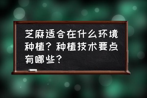 芝麻在几月种植最好 芝麻适合在什么环境种植？种植技术要点有哪些？