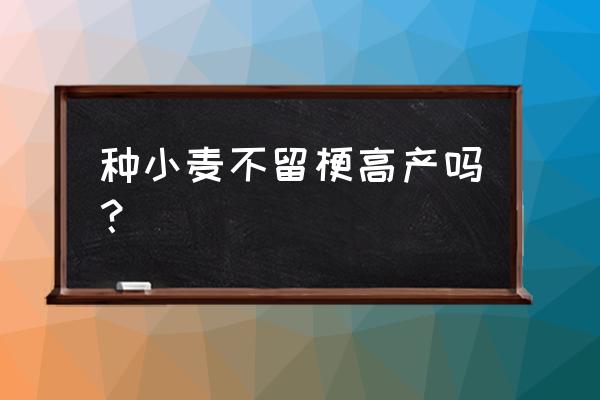 小麦怎么种和管理才高产 种小麦不留梗高产吗？