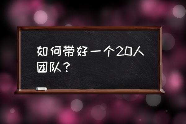 如何建立自己的威信和地位 如何带好一个20人团队？