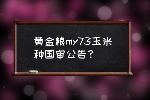 黄金玉米哪种最好 黄金粮my73玉米种国审公告？