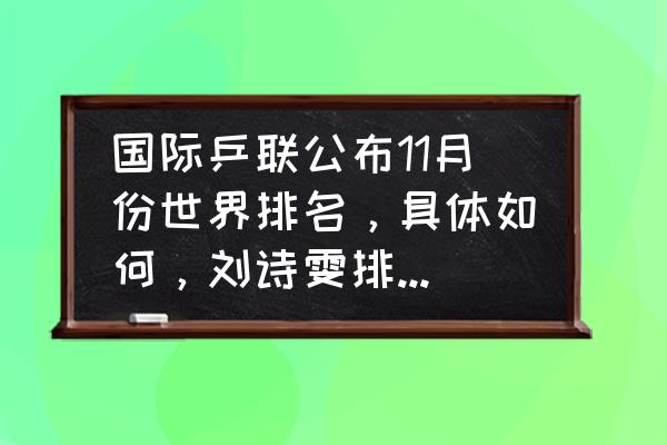 泡泡玛特实体店积分怎么领取 国际乒联公布11月份世界排名，具体如何，刘诗雯排名第几？