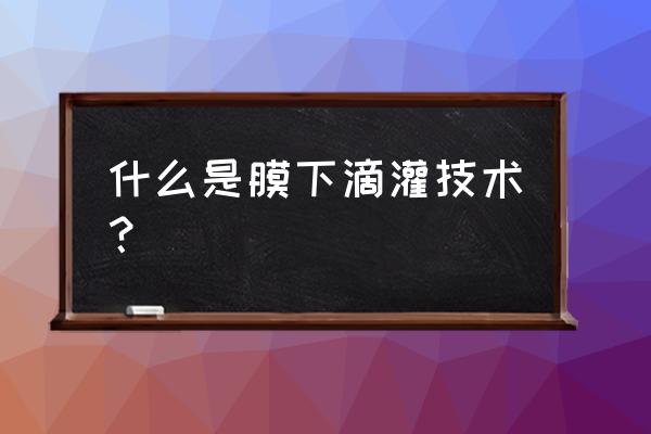 马铃薯滴灌高产栽培技术 什么是膜下滴灌技术？