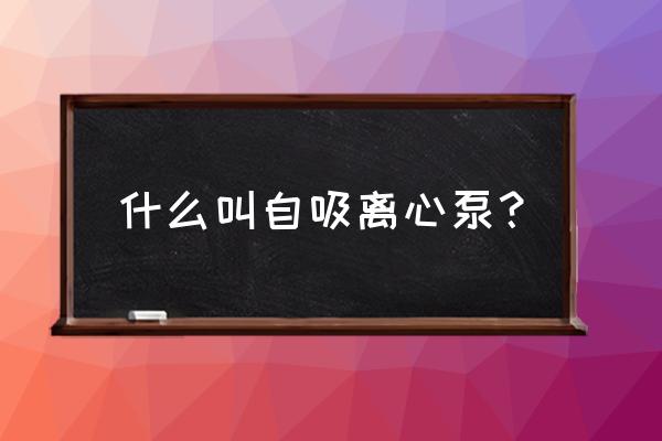 专业自吸式离心泵 什么叫自吸离心泵？