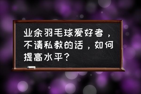 羽毛球怎么样才能提高水平 业余羽毛球爱好者，不请私教的话，如何提高水平？