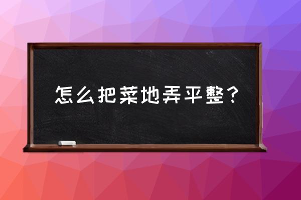 农田种菜教程 怎么把菜地弄平整？