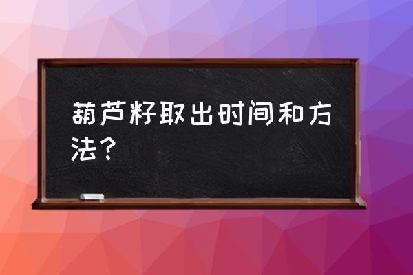 怎么取出葫芦里的种子 葫芦籽取出时间和方法？