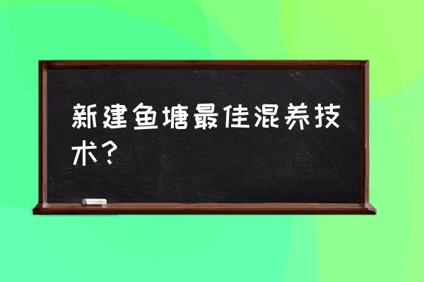 池塘养殖鱼的技术方法 新建鱼塘最佳混养技术？